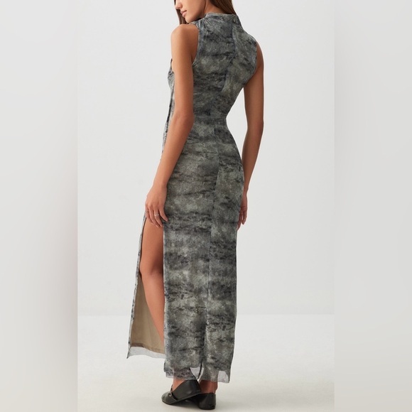 Ardene Printed Mesh Draped Dress | L - Picture 2 of 10